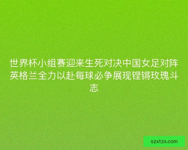 世界杯小组赛迎来生死对决中国女足对阵英格兰全力以赴每球必争展现铿锵玫瑰斗志